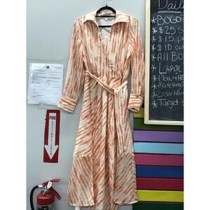 Sebastian grey women’s maxi wrap dress medium orange creamsicle new HSN